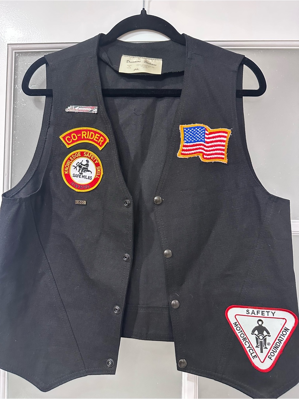 Vintage Dreamers Fashion Motorcycle Vest Black GWRRA Gold Wing Honda Patches